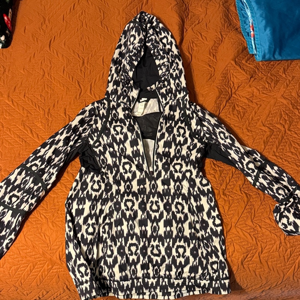Black and White Lululemon Rain Coat